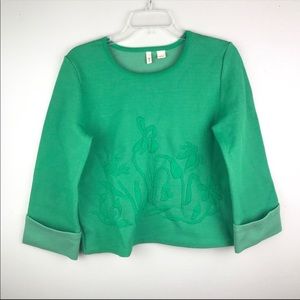 Anthropologie Green Crew Neck Sweater